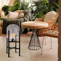 Näve Lampe LED sur socle 'LORA' hauteur 58 cm, en métal et verre, en métal noir et verre clair, pour l'intérieur et l'extérieur
