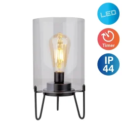 Näve Lampe à piles 'LONNA' lampe de table pour l'extérieur, métal et verre, en noir, hauteur 28,5 cm