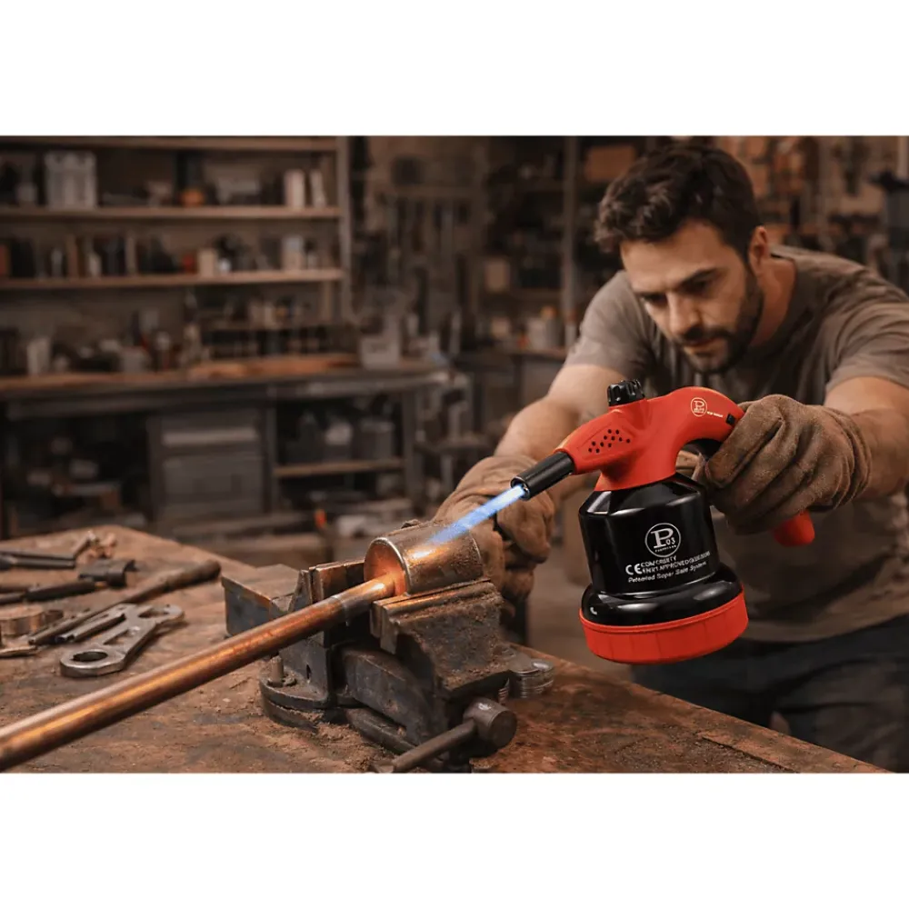 Proweltek Lampe À Souder-Lampe à souder à gaz 1350-C avec Système de gachette Breveté - Allumage Auto Sécurisé, Cartouche gaz 190g