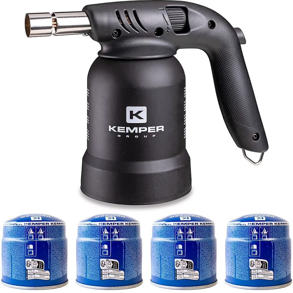 Kemper Lampe À Souder-Lampe à souder à gaz Professionnelle Utilisation 360 degrés Chalumeau Gaz Allumage piezo 4 Cartouches gaz Perçables