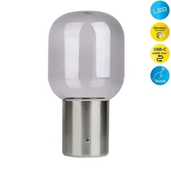 Näve Baladeuse-Lampe table accu ALBERO métal chromé verre LED fixes dimmable capteur tactile hauteur 25cm