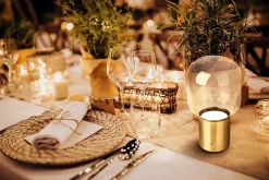 Näve Lampe table accu ALBERO métal laiton verre LED fixes dimmable capteur tactile hauteur 25cm