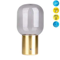 Näve Lampe table accu ALBERO métal laiton verre LED fixes dimmable capteur tactile hauteur 25cm