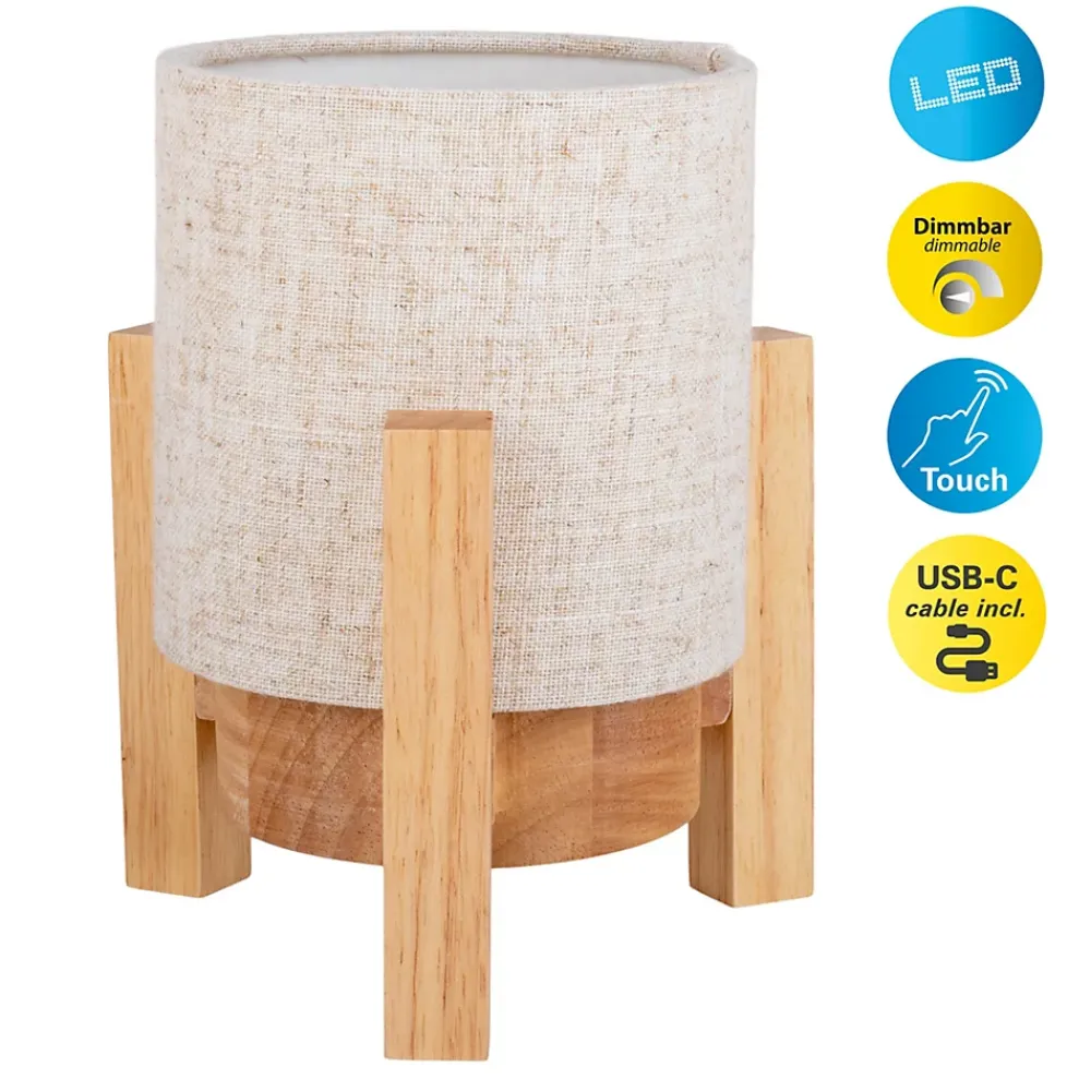 Näve Lampe table accu MADITA H 19cm blanc naturel LED intégrée intensité variable capteur tactile
