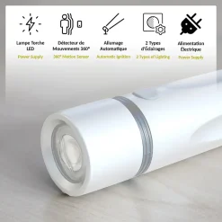 Fishtec Lampe Torche-Lampe Torche Veilleuse - Détecteur de Mouvements - Rechargeable