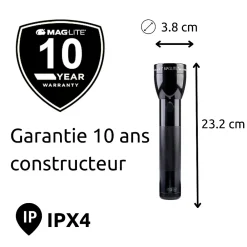 Maglite Lampe torche LED ML300L - IPX4 - 2 piles type D - 487 lumens - 23.1cm - Noir -
