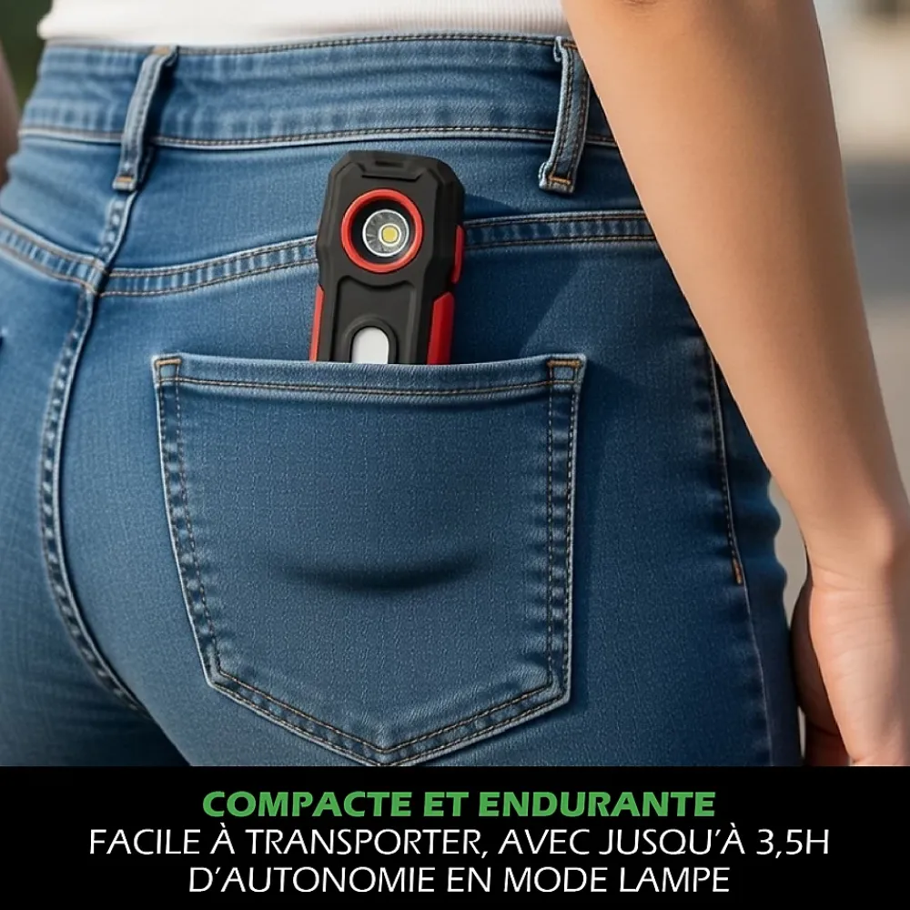 Kyf Lampe Torche LED Multifonctions Rechargeable USB Batterie Externe Smartphone 300lm et 140lm Aimant pour fixation