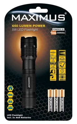 Maximus Lampe torche Powered by Duracell M-FL-031-DU - 650lm
