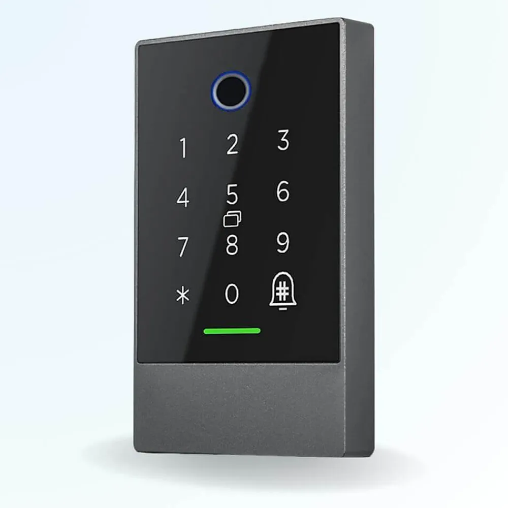 LOCKY Serrure Et Gâche Électrique-Lecteur biométrique de contrôle d'accès connecté -7d avec boitier métal à empreinte, code, badge et bluetooth