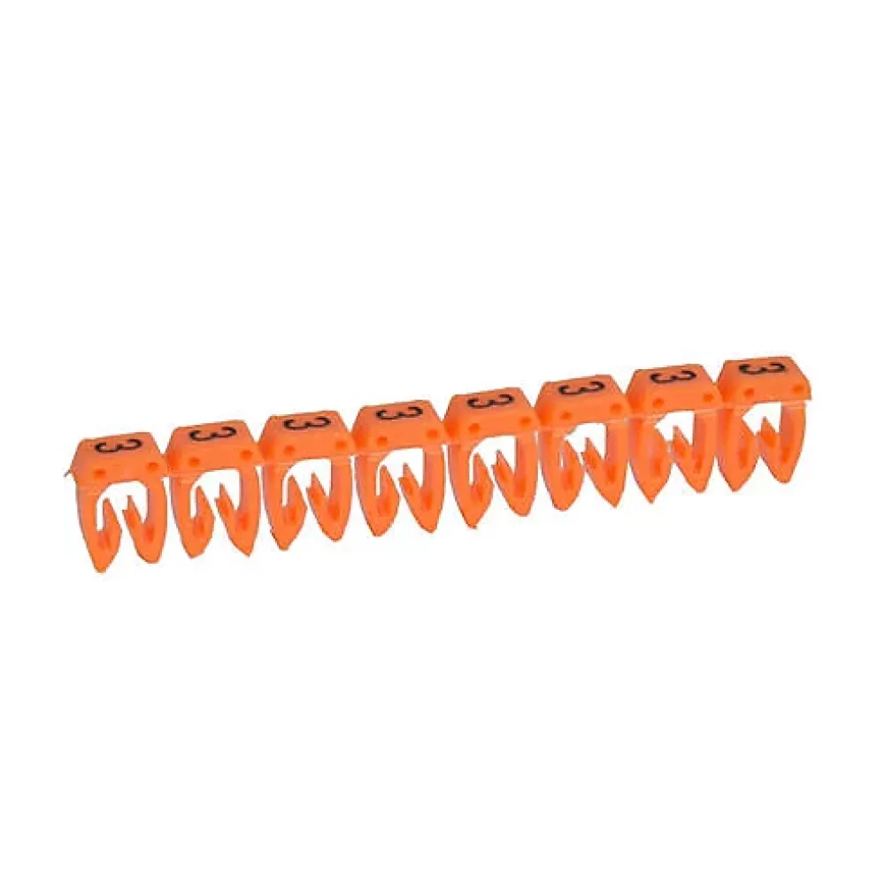 Legrand Tournevis D'Électricien-038213 - Boite De 1200 Repères Cab 3 Pour Fils 0,5mm² à 1,5mm² - Marquage Chiffre 3 Orange