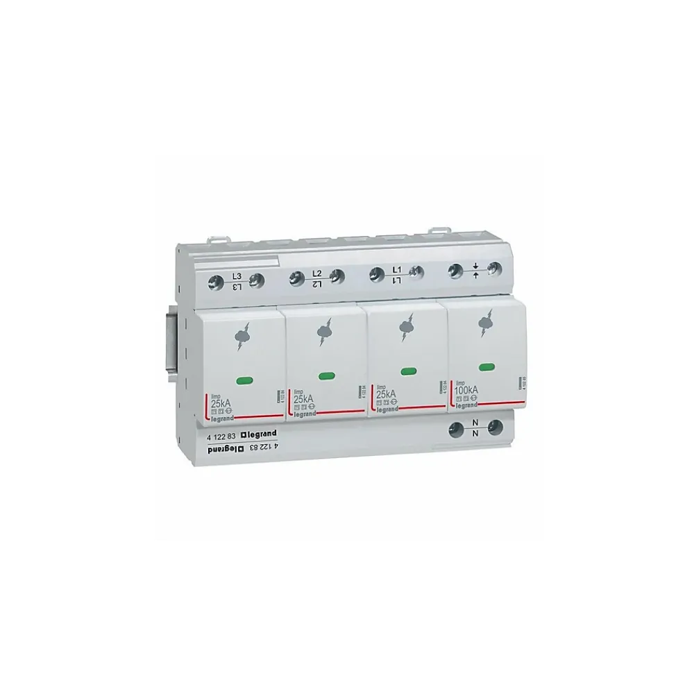 Legrand 412283 - Parafoudre Triphasé + Neutre De Type 1 - 50ka - Report De Signalisation