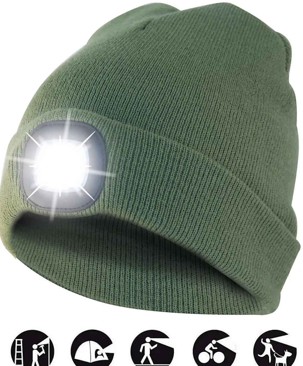 Velamp LIGHTHOUSE : Bonnet avec frontale LED rechargeable. Vert
