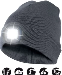 Velamp LIGHTHOUSE : Bonnet avec frontale LED rechargeable. Gris foncé
