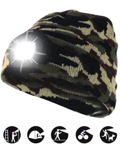Velamp LIGHTHOUSE : Bonnet avec frontale LED rechargeable. Camouflage