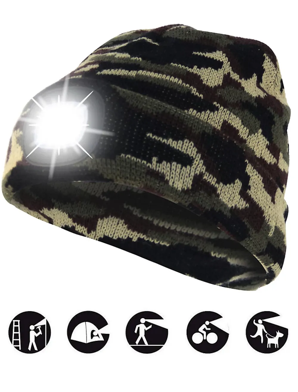 Velamp LIGHTHOUSE : Bonnet avec frontale LED rechargeable. Camouflage