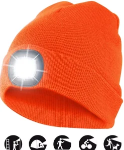 Velamp LIGHTHOUSE: Bonnet avec lampe frontale LED rechargeable. Orange