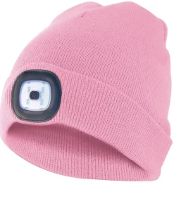 Velamp Lampe Frontale-LIGHTHOUSE: Bonnet avec lampe frontale LED rechargeable. Rose