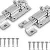Deko 2 loquets à pêne dormant en acier inoxydable avec pênes coulissants pour portes, portails de jardin, acier inoxydable