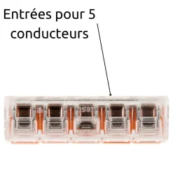 Wago Accessoire De Raccordement-Lot de 3 bornes de raccordement S221 - 5 conducteurs avec leviers 6mm² -