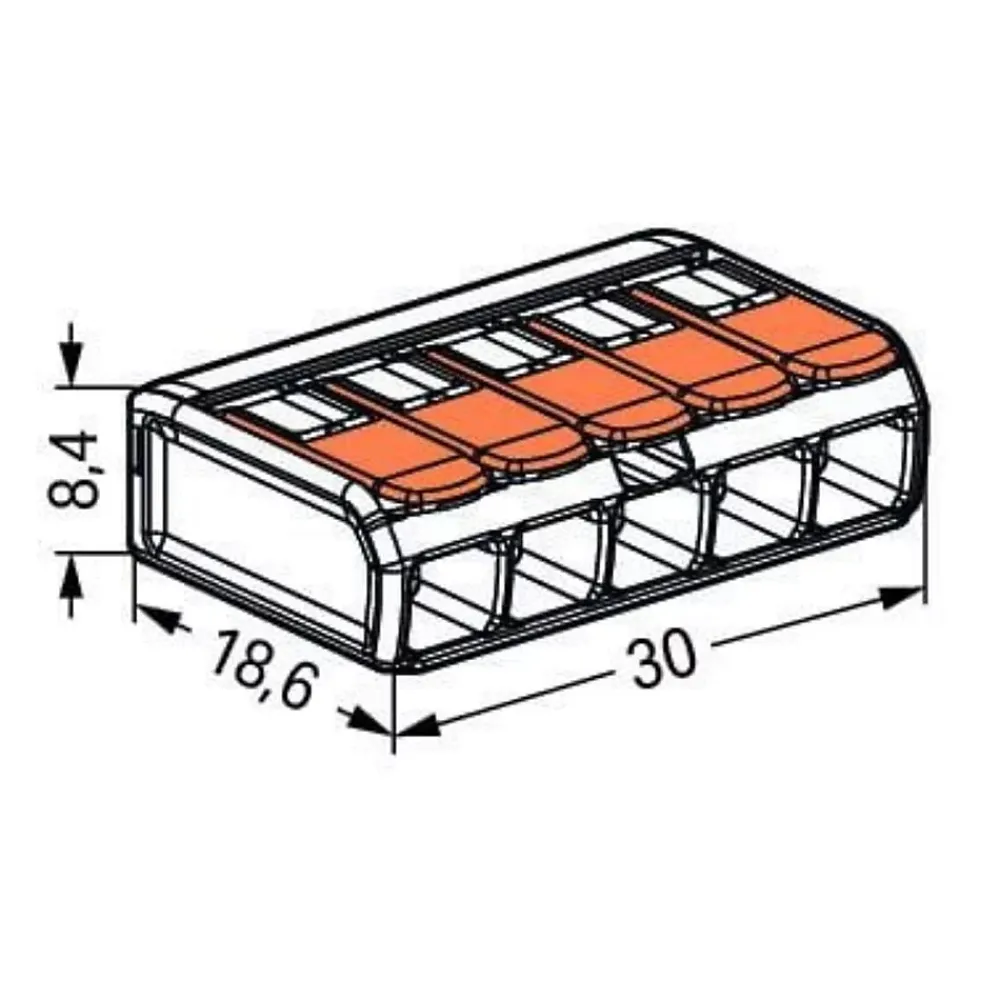 Wago Accessoire De Raccordement-Lot de 3 bornes de raccordement S221 - 5 conducteurs avec leviers 6mm² -