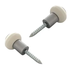 Civic Industrie Lot de 2 butoirs acier gris et bague amortisseur blanche. Diamètre 30mm & hauteur 37mm. MADE IN FRANCE