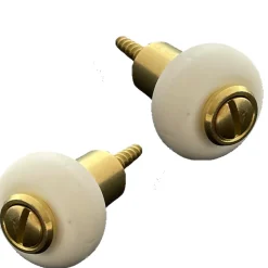 Civic Industrie Butoir De Porte-Lot de 2 butoirs acier laitonné avec vis. La bague amortisseur blanche est en élastomère. Diamètre 30mm, hauteur 37mm. MADE IN FRA