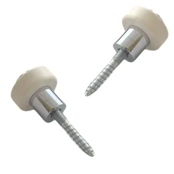 Civic Industrie Butoir De Porte-Lot de 2 butoirs luxe en laiton chromé avec vis filets T15. Bague blanche. Diamètre 28mm, hauteur 30mm. MADE IN FRANCE