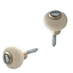 Civic Industrie Lot de 2 butoirs MADE IN FRANCE couleur argent avec vis. Corps en zamak nickelé et bague amortisseur blanche en élastomère. Diamèt