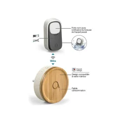 Avidsen Sonnette Et Carillon-Lot de 2 Carillons et 2 boutons sans fil sans pile Bamboo