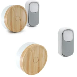 Avidsen Sonnette Et Carillon-Lot de 2 Carillons et 2 boutons sans fil sans pile Bamboo