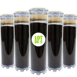 Toodo Filtre Anti Calcaire-Lot de 5 Cartouches au Charbon Actif 9 pouces 3/4 - Elimination du Chlore / Mauvais Goût et Odeurs pour l'Eau de Boisson