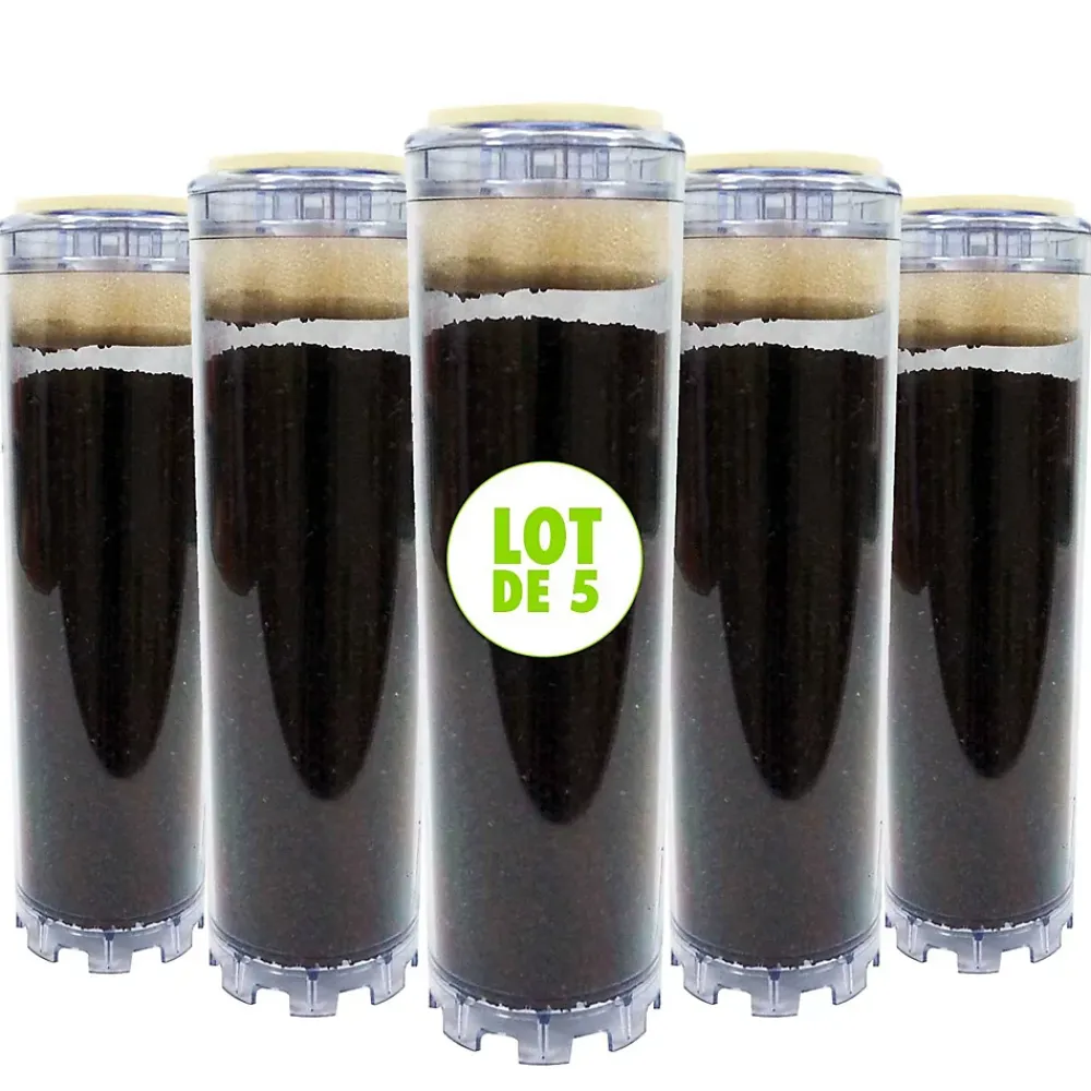 Toodo Filtre Anti Calcaire-Lot de 5 Cartouches au Charbon Actif 9 pouces 3/4 - Elimination du Chlore / Mauvais Goût et Odeurs pour l'Eau de Boisson