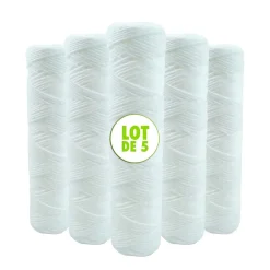 Toodo Lot de 5 Cartouches Bobinée Filtre à Eau Anti Sédiments 9 pouces 3/4 - 20 microns Compatibles Filtre 10 pouces