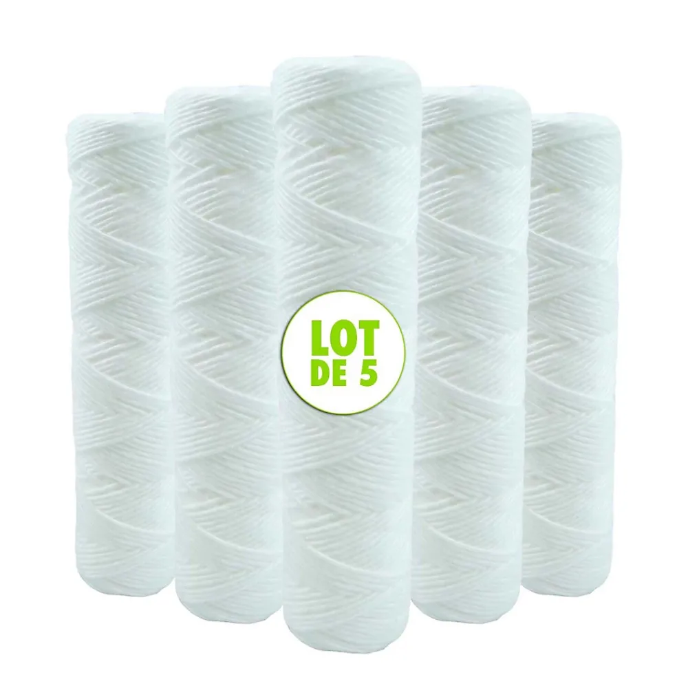 Toodo Filtre Anti Calcaire-Lot de 5 Cartouches Bobinée Filtre à Eau Anti Sédiments 9 pouces 3/4 - 5 microns Compatibles Filtre 10 pouces
