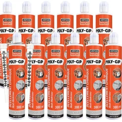 Simpson Strong-Tie Lot de 12 cartouches de Scellement chimique POLY-GP ton gris SIMPSON