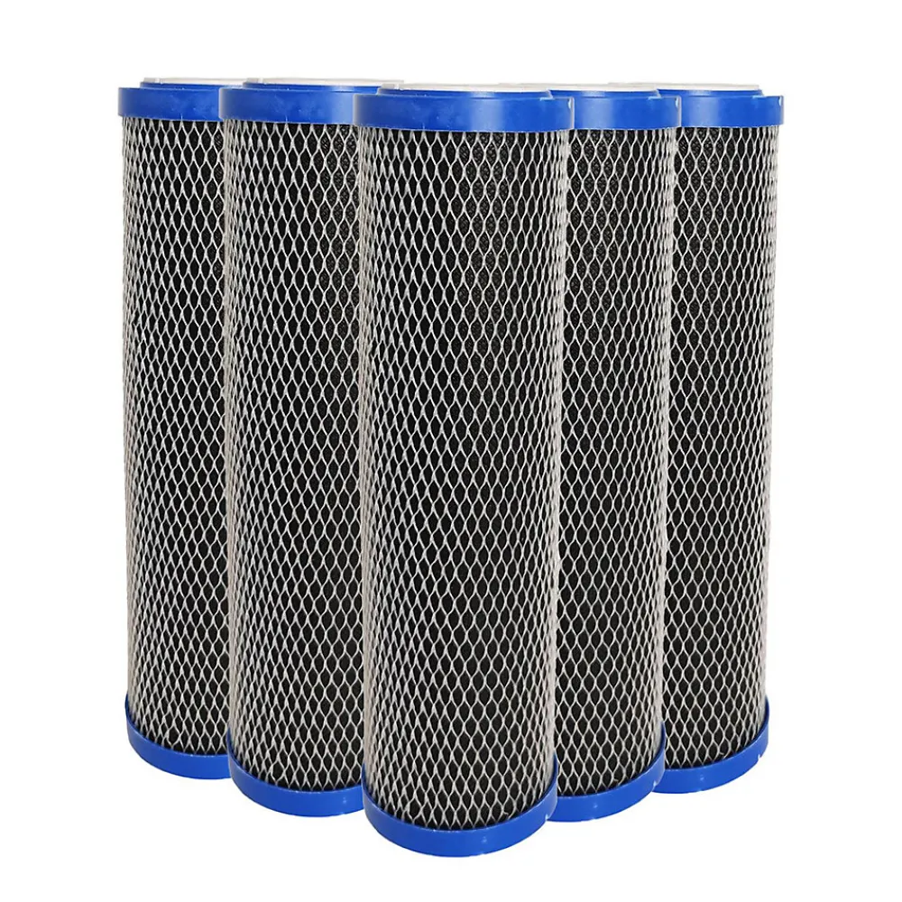 Toodo Filtre Anti Calcaire-Lot de 5 Cartouches 2 en 1 Filtre à Eau 9 pouces 3/4 - Anti sédiments + Charbon actif 5 microns Fabriqué en France