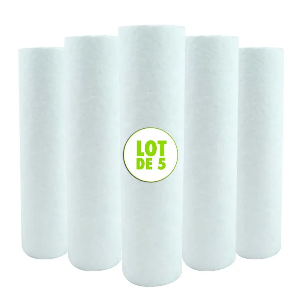 Toodo Lot de 5 Cartouches Filtrante Anti Sédiments Microfibre 9 pouces 3/4 - 5 microns Fabriquées en France