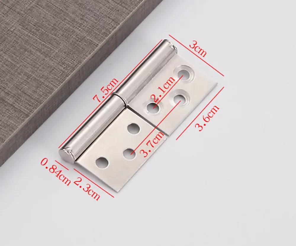 Deko Paumelle De Porte, Meuble Et Fenêtre-Lot de 2 charnières de porte battante en acier inoxydable, pliables et amovibles, avec vis, 75 x 30 mm