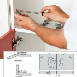 Deko Lot de 8 charnières de porte d'armoire de cuisine en acier à 110 degrés, fermeture lente, clip de 35 mm