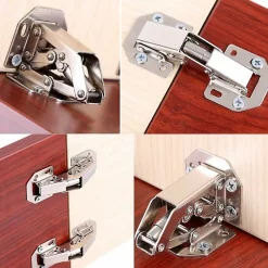 Deko Lot de 4 charnières invisibles à 90 degrés pour portes d'armoires de cuisine, 77 mm