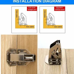 Deko Lot de 4 charnières invisibles à 90 degrés pour portes d'armoires de cuisine, 77 mm
