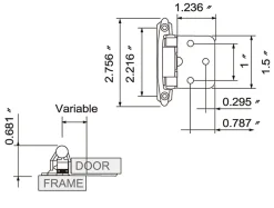 Deko Lot de 8 charnières métalliques noires, épaisseur 1,5 mm, pour porte d'armoire, avec 40 vis