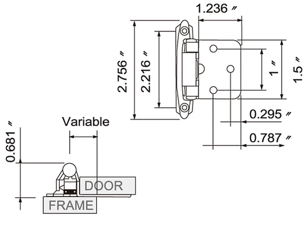 Deko Lot de 8 charnières métalliques noires, épaisseur 1,5 mm, pour porte d'armoire, avec 40 vis