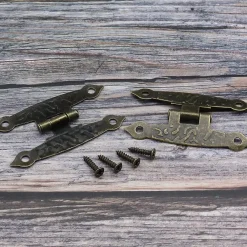 Deko Paumelle De Porte, Meuble Et Fenêtre-Lot de 10 charnières métalliques vintage avec vis, charnières antiques en forme de H, bronze