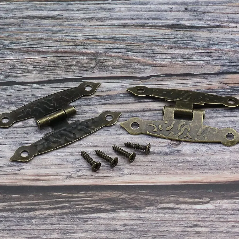 Deko Paumelle De Porte, Meuble Et Fenêtre-Lot de 10 charnières métalliques vintage avec vis, charnières antiques en forme de H, bronze