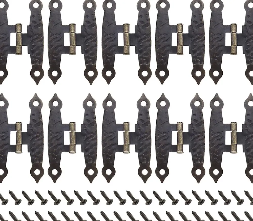 Deko Paumelle De Porte, Meuble Et Fenêtre-Lot de 10 charnières métalliques vintage avec vis, charnières antiques en forme de H, bronze