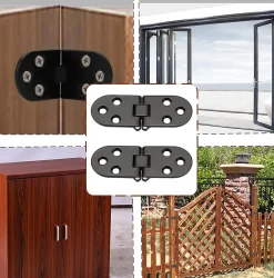 Deko Lot de 12 charnières pliantes en alliage de zinc à bord rond pour table pliante, armoire, porte, meubles, noir