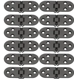 Deko Lot de 12 charnières pliantes en alliage de zinc à bord rond pour table pliante, armoire, porte, meubles, noir