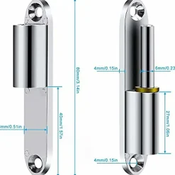 Deko Lot de 2 charnières à visser en acier inoxydable pour portes, boîtes, abris de jardin, fenêtres, 80 mm