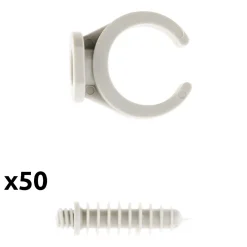 Zenitech Fixation Et Raccordement Du Câble-Lot de 50 clips avec chevilles diamètre 20mm - Gris -